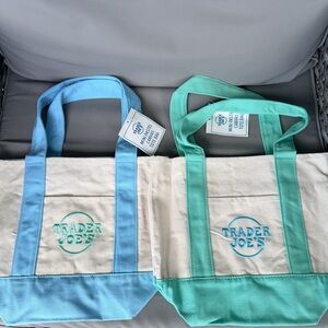 Trader Joe's Canvas Tote Mini Bags in Blue and Green